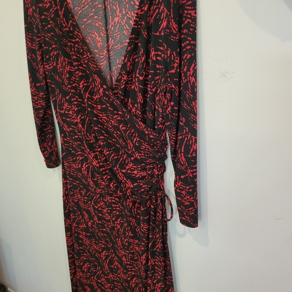 Evan Picone Elegant Faux Wrap V Neck Dress In Size 10 - Picture 10 of 10
